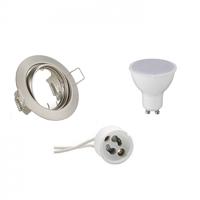 LED Spot Set - Trion - GU10 Fitting - Inbouw Rond - Mat Nikkel - 4W - Natuurlijk Wit 4200K - Kantelbaar Ø83mm - thumbnail