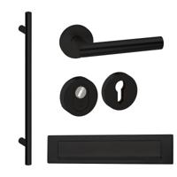 Hardbrass Voordeurset rond met greep 1160mm SKG3 met kerntrekbeveiliging - zwart - thumbnail