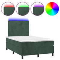 Boxspring met matras en LED fluweel donkergroen 120x200 cm - thumbnail