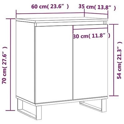 Dressoir 60x35x70 cm bewerkt hout gerookt eikenkleurig