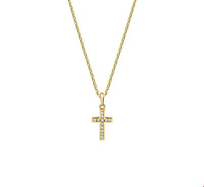 TFT Collier Geelgoud Kruis Zirkonia 1,0 mm x 41+4 cm