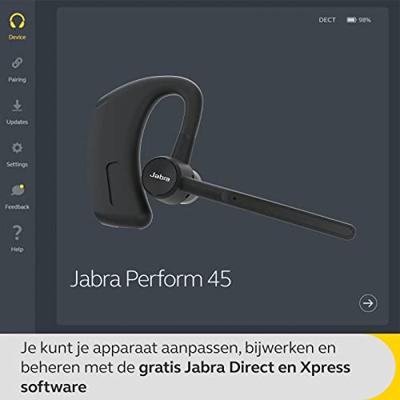 Jabra Perform 45 In Ear headset Bluetooth Mono Zwart Ruisonderdrukking (microfoon), Noise Cancelling Vouwbaar, Headset, Mono Telefoon