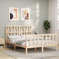 Bedframe met hoofdbord massief hout - thumbnail