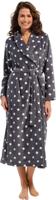 Grijze fleece damesbadjas met stippen - extra lang-(48-50) XL - thumbnail