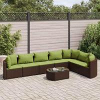8-delige Loungeset met kussens poly rattan bruin - thumbnail