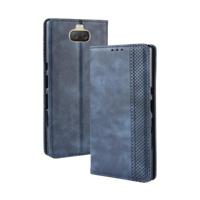 Magnetische Buckle retro textuur horizontale Flip lederen case voor Sony Xperia 10 met houder & kaartsleuven & portemonnee (blauw) - thumbnail