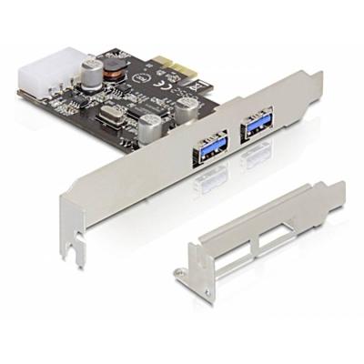 Delock 89243 PCI Express x1-kaart > 2 x externe SuperSpeed USB 5 Gbps (USB 3.2 Gen 1) Type-A female