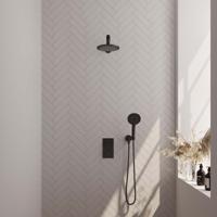 Inbouw Regendouche Set Brauer Black Edition Wanduitloop Ronde Hoofddouche 20 cm Met Handdouche 3 Standen Mat Zwart Brauer - thumbnail