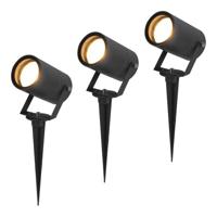 Set van 3 Spikey LED prikspot - GU10 4 Watt 345 lumen - Dimbaar - Kantelbaar - 2700K warm wit - IP65 Waterdicht - Zwart - Tuinspot - Pinspot - thumbnail