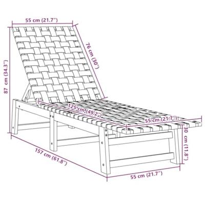 Ligbed massief acaciahout en stof zwart