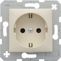 Berker S1 stopcontact met randaarde 1-voudig creme glanzend - thumbnail