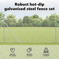 VidaXL Afrasteringspaal zilver 10 x 1 m (25 mm gaas) staal - thumbnail