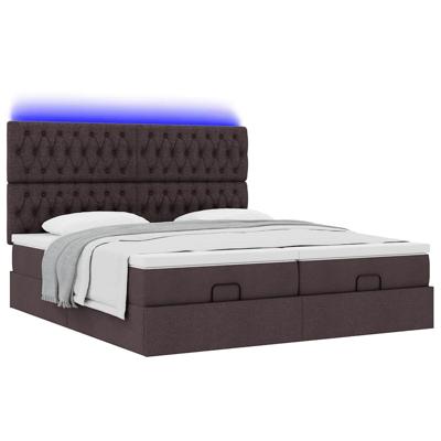Ottoman bed met matrassen en LED's 180x200cm stof donkerbruin