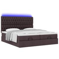 Ottoman bed met matrassen en LED's 180x200cm stof donkerbruin - thumbnail