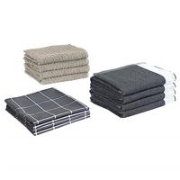 12-delige Keukendoekenset katoen grijs - thumbnail