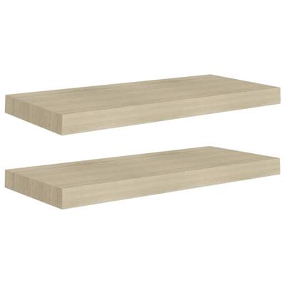 VidaXL Wandschappen zwevend 2 st 60x23,5x3,8 cm mdf eikenkleurig VidaXL Wandschappen zwevend 2 st 60x23,5x3,8 cm mdf eikenkleurig