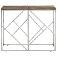 Wandtafel roestvrij staal en massief gerecycled hout zilver - thumbnail