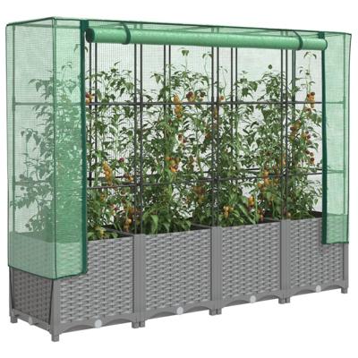 VidaXL Plantenbak verhoogd met kashoes 160x40x138 cm rattanlook VidaXL Plantenbak verhoogd met kashoes 160x40x138 cm rattanlook