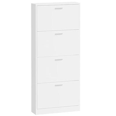 VidaXL Schoenenkast 59x17x150 cm bewerkt hout hoogglans wit VidaXL Schoenenkast 59x17x150 cm bewerkt hout hoogglans wit