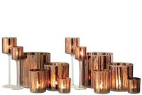 J-Line theelichthouder op boet Boom - glas - bruin - large - 2 stuks - thumbnail