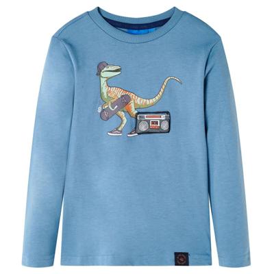 Kindershirt met lange mouwen dinosaurusprint 116 medium blauw Kindershirt met lange mouwen dinosaurusprint 116 medium blauw