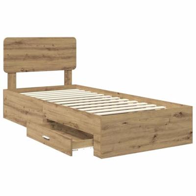 Bedframe met hoofdeinde Artisan Eiken 90 x 200 cm Bewerkt hout
