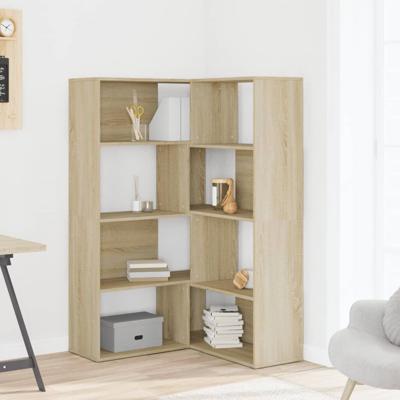 Boekenkast 4-laags hoek 85x85x140 cm bewerkt hout sonoma eiken