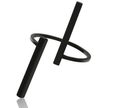 Creatieve eenvoudige geometrie opening vinger ringen persoonlijkheid sieraden (zwart)