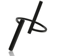 Creatieve eenvoudige geometrie opening vinger ringen persoonlijkheid sieraden (zwart) - thumbnail