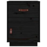 Nachtkastjes 2 st 40x34x55 cm massief grenenhout zwart - thumbnail