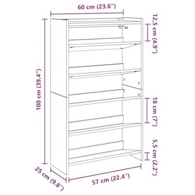 VidaXL Schoenenrek 60x25x100 cm bewerkt hout wit