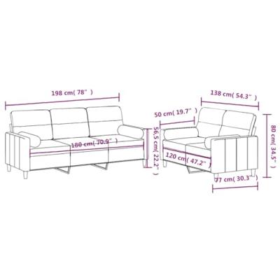 2-delige Loungeset met kussens stof wijnrood