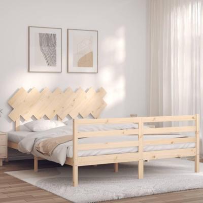 Bedframe met hoofdbord massief hout 160x200 cm