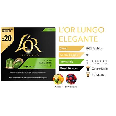 Koffiecups L&apos;Or espresso Lungo Elegante 20 stuks