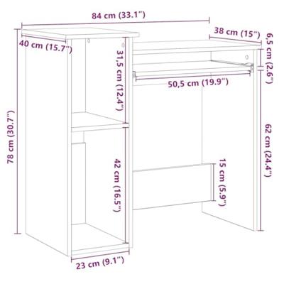 Bureau met schappen 84x40x78 cm bewerkt hout bruineikenkleur