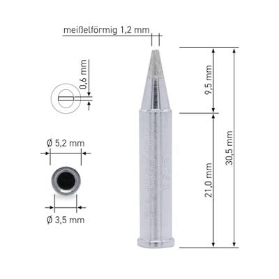 Ersa 102 CD LF 12 Soldeerpunt Beitelvorm, recht Grootte soldeerpunt 1.2 mm Inhoud: 1 stuk(s)