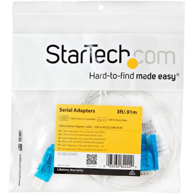 StarTech.com USB 2.0 naar seriële adapterkabel - USB naar RS232 / DB9 interfaces converter - stekker/stekker 0,9 m