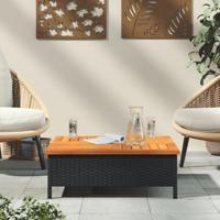 Tuintafel 70x70x25 cm poly rattan en acaciahout zwart - thumbnail