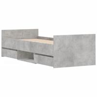 Bedframe met hoofd- en voeteneinde betongrijs 75x190 cm - thumbnail
