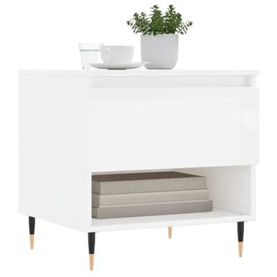 Salontafels 2 st 50x46x50 cm bewerkt hout hoogglans wit