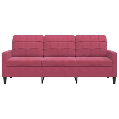 Driezitsbank 180 cm fluweel wijnrood