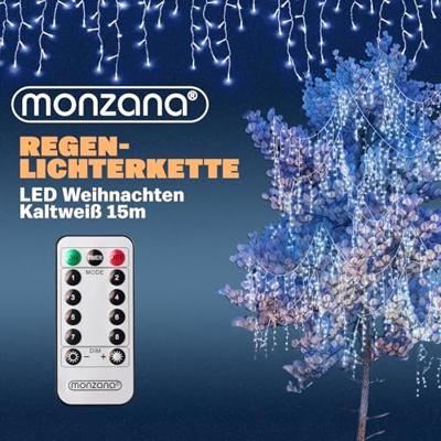 Regenlichtketting Kerstmis 400 LED's 15m met afstandsbediening - thumbnail