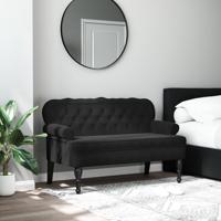 Bankje met rugleuning 119,5x64,5x75 cm fluweel zwart - thumbnail