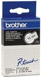 Brother TC-201 Labeltape Kunststof Tapekleur: Wit Tekstkleur: Zwart 12 mm 7.7 m
