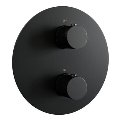 Brauer Stripe 3-weg inbouwthermostaat rond met in- en afbouwdelen mat zwart