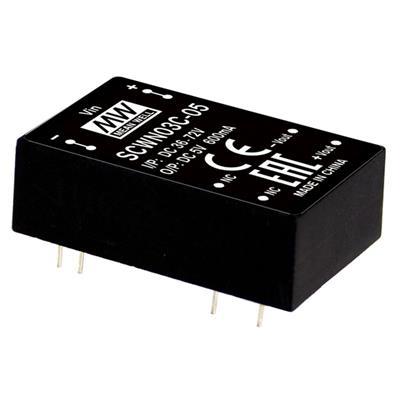 MEAN WELL SCWN03C-03 DC/DC-convertermodule 600 mA 3 W Aantal uitgangen: 1 x Inhoud 1 stuk(s)