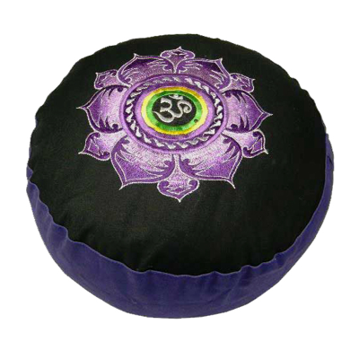 Yogi & Yogini Meditatiekussen Rond Katoen Zwart Violet - Lotus - 33 x 17 cm