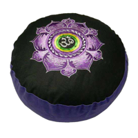 Yogi & Yogini Meditatiekussen Rond Katoen Zwart Violet - Lotus - 33 x 17 cm - thumbnail