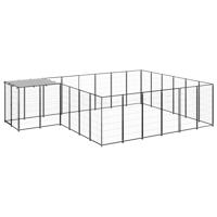 Hondenkennel 12,1 m² staal zwart - thumbnail