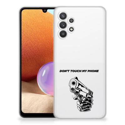 Samsung Galaxy A32 4G | A32 5G Enterprise Editie Silicone-hoesje Gun Don't Touch My Phone Samsung Galaxy A32 4G | A32 5G Enterprise Editie Silicone-hoesje Gun Don't Touch My Phone